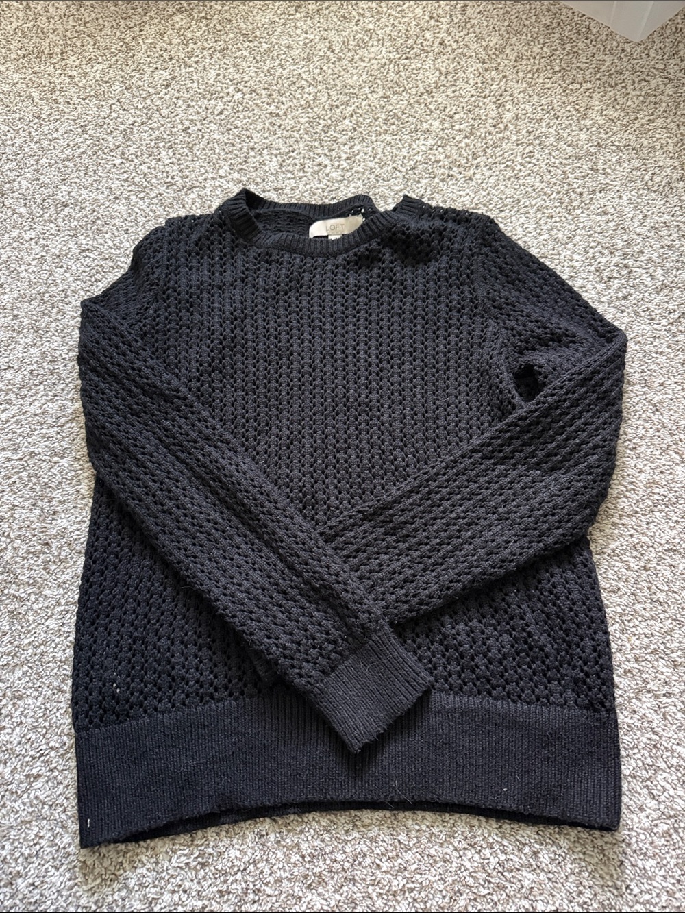 LOFT Black Open Knit Sweater